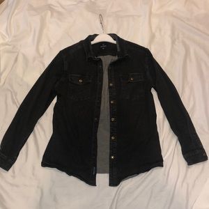 Black denim long sleeve button up